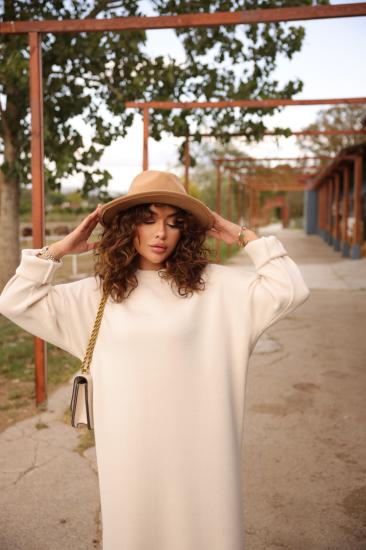 Bej Basic Triko Elbise 1031