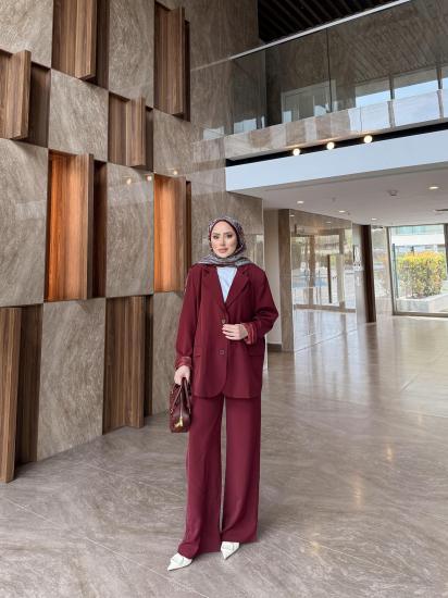 BORDO ASTARLI ZARA CEKET TAKIM 5861