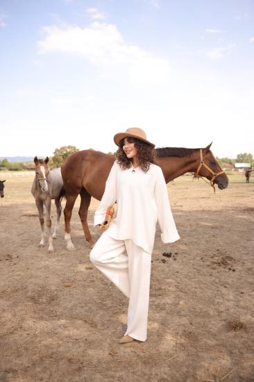 Bej V Yaka Triko Takım 1030