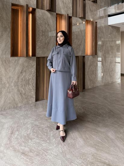 GRİY ETEKLİ CEKET TAKIM 3737