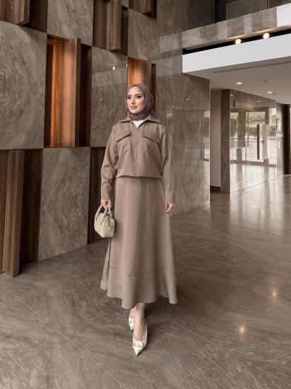 KAHVE ETEKLİ CEKET TAKIM 3737