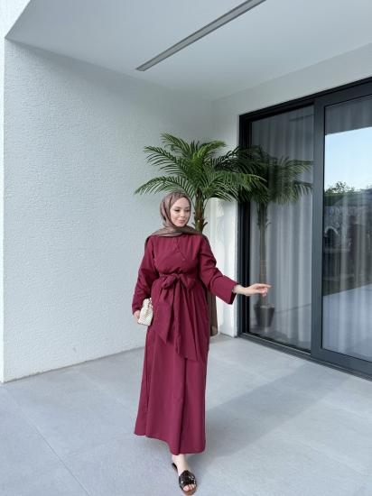 BORDO LUCAS ÇAPRAZ DETAYLI  ELBİSE 1157