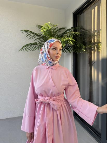 PEMBE LUCAS ÇAPRAZ DETAYLI  ELBİSE 1157