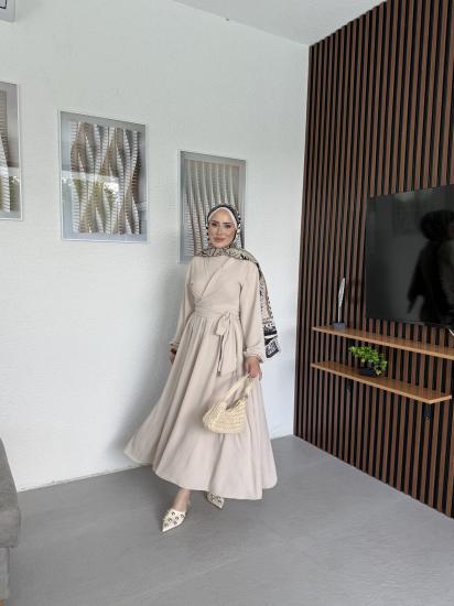 BEJ NUR BAĞLAMALI   ETEKLİ CEKET TAKIM 1152