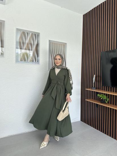 HAKİ NUR BAĞLAMALI   ETEKLİ CEKET TAKIM 1152