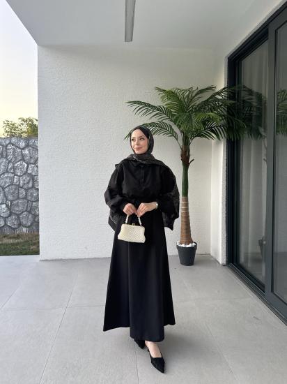 SİYAH  POLO YAKA ELBİSE 1156