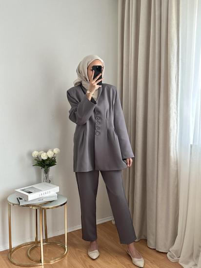 GRİY PİLELİ CEKET TAKIM 3956