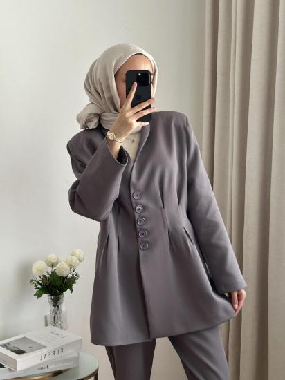 GRİY PİLELİ CEKET TAKIM 3956