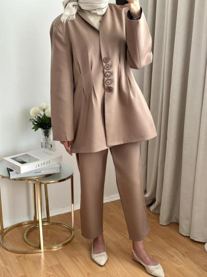 KAHVE PİLELİ CEKET TAKIM 3956