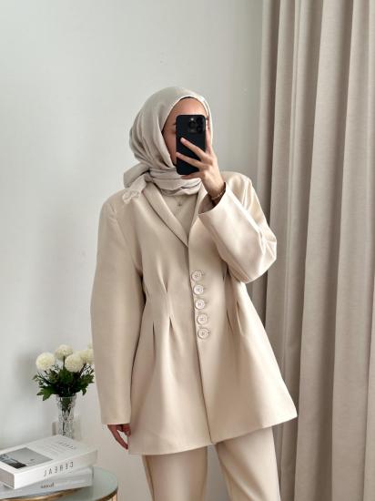 BEJ PİLELİ CEKET TAKIM 3956