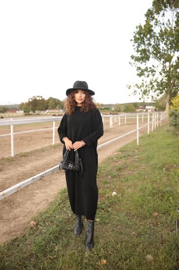 Siyah  Basic Triko Elbise 1031