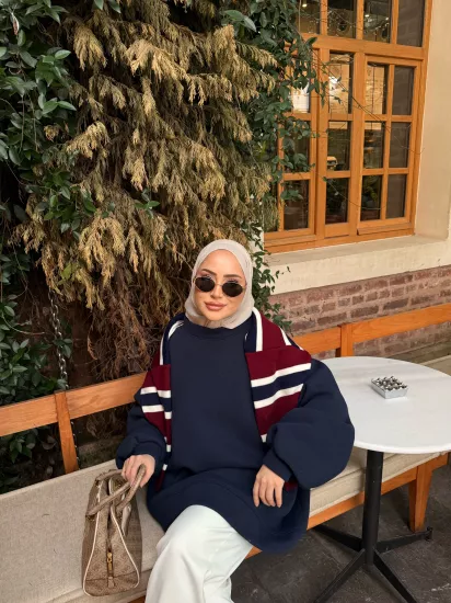 LACİVERT GALA  ŞARDONLU SWEAT 1197