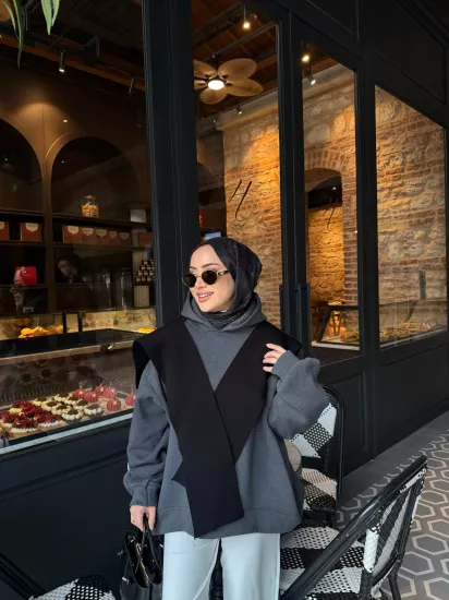 ANTRASİT ICONIC ŞARDONLU SWEAT 1196 