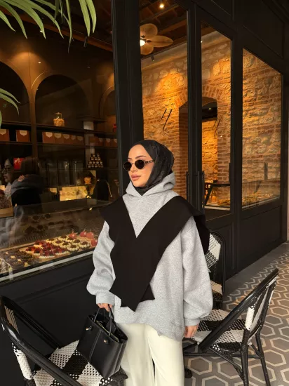 GRİ ICONIC ŞARDONLU SWEAT 1196 