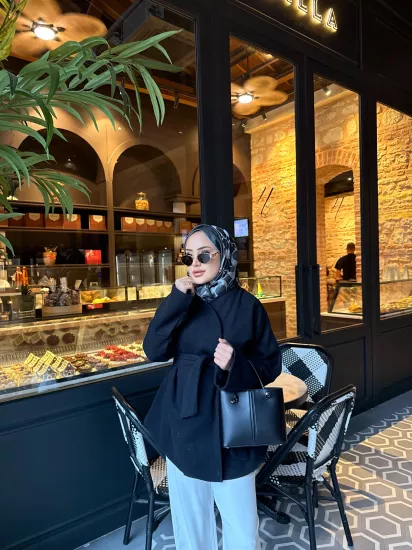 SİYAH SHINE BASİC  KAŞE CEKET 204