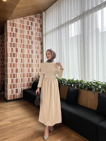 BEJ VİRAL ELBİSE 6134 