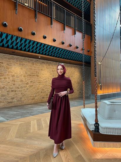 BORDO VİRAL ELBİSE 6134 