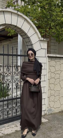 KAHVE TUĞBANIN TERCİHİ VİRAL ELBİSE 6134