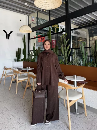 KAHVERENGİ TAŞLI MODAL TAKIM 1202