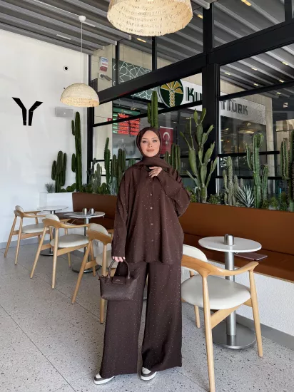 KAHVERENGİ TAŞLI MODAL TAKIM 1202