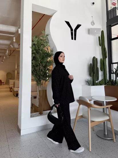 SİYAH TAŞLI MODAL TAKIM 1202