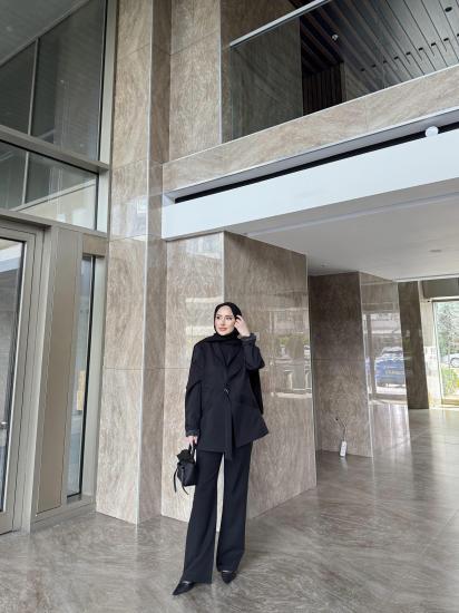 SİYAH TOKALI ASTARLI CEKET TAKIM 3834