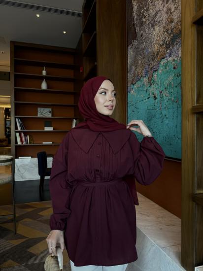 BORDO  WALES PİLELİ  GÖMLEK 1167