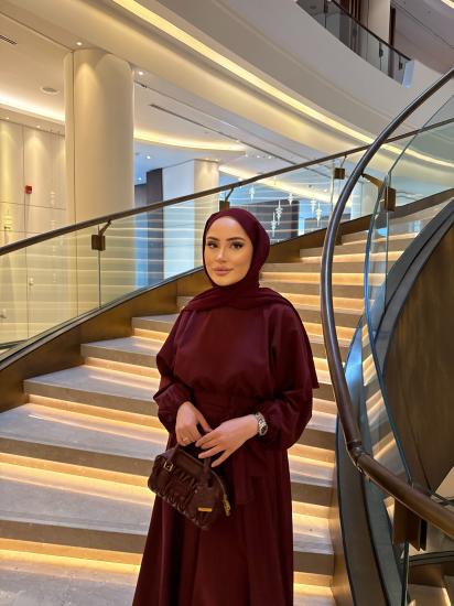 BORDO PRENSES ELBİSE 2835