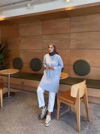 MAVİ Düz Triko Tunik 1006