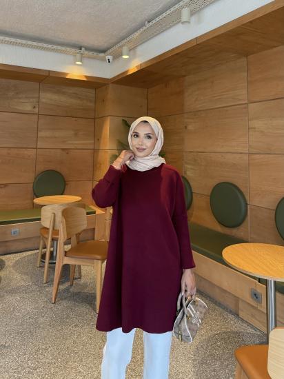 BORDO Düz Triko Tunik 1006