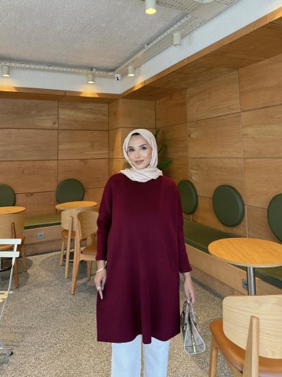 BORDO Düz Triko Tunik 1006