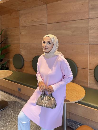 PEMBE  Düz Triko Tunik 1006