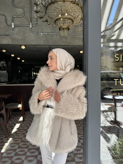Öznur Tercihi Astarlı Bej Kürk 1111