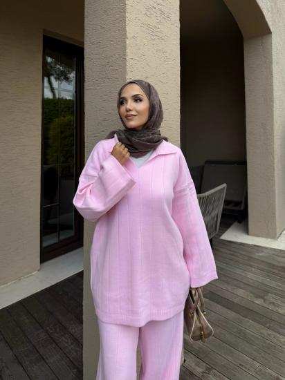 Pembe V Yaka Triko Takım 1030