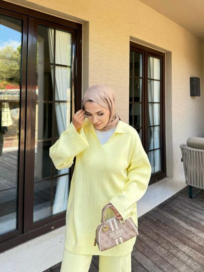 Sarı  V Yaka Triko Takım 1030