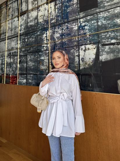 MOCA BAĞLAMALI BEYAZ GÖMLEK  1144