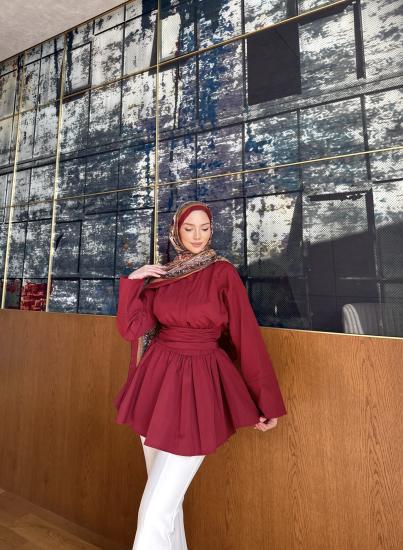 MOCA BAĞLAMALI BORDO  GÖMLEK  1144