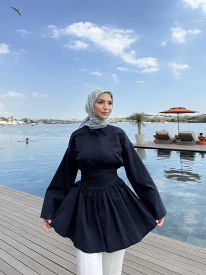 MOCA BAĞLAMALI LACİVERT  GÖMLEK  1144
