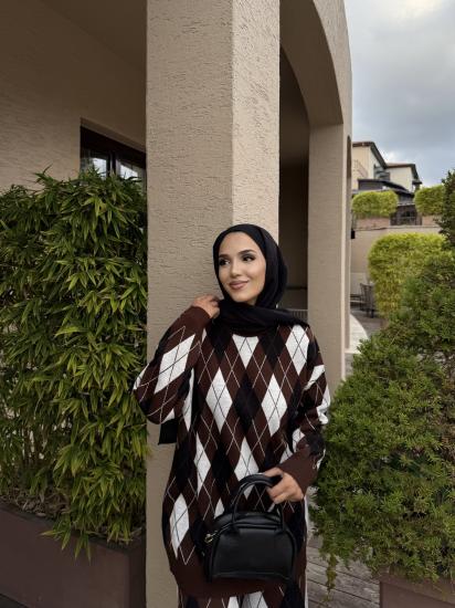 Kahve Baklava Desen Triko Takım 2503