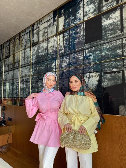 MOCA BAĞLAMALI PEMBE GÖMLEK  1144