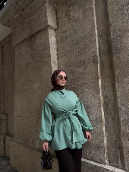 YEŞİL LEGENT BAĞLAMALI GÖMLEK 1169