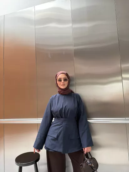 LACİVERT  VUAL  GÖMLEK 6107