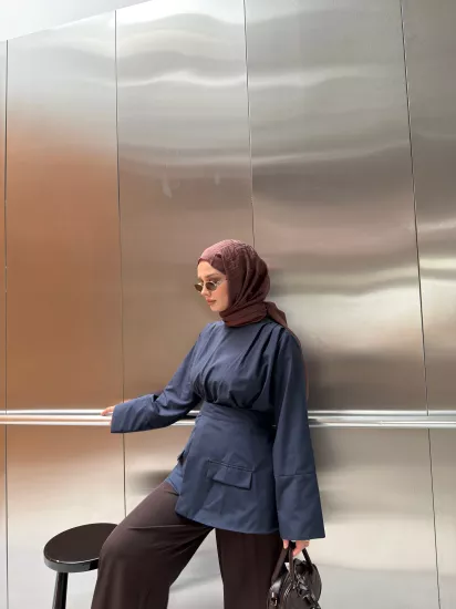 LACİVERT  VUAL  GÖMLEK 6107