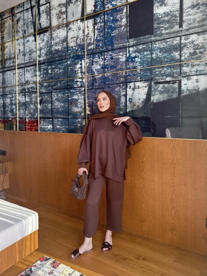 Oysho Kahverengi  Balon Kol Takım 1105