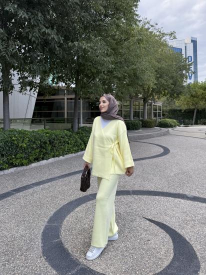 Sarı  Yeni Kimona Triko Takım 1050