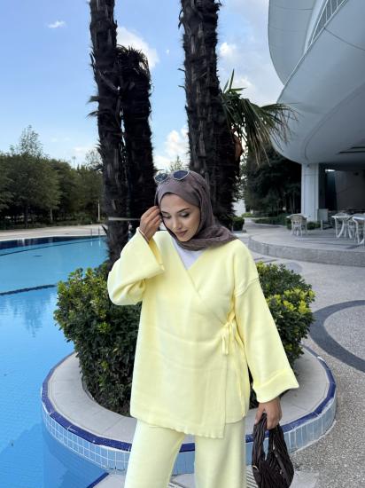 Sarı  Yeni Kimona Triko Takım 1050