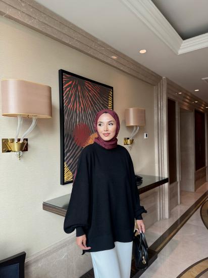 Siyah Balon Kol Triko Tunik 2508