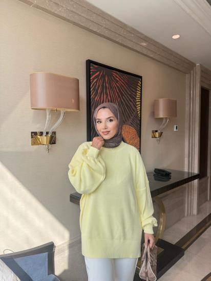 Sarı   Balon Kol Triko Tunik 2508