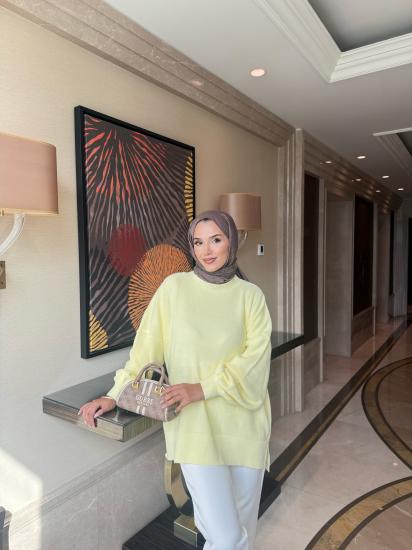 Sarı   Balon Kol Triko Tunik 2508