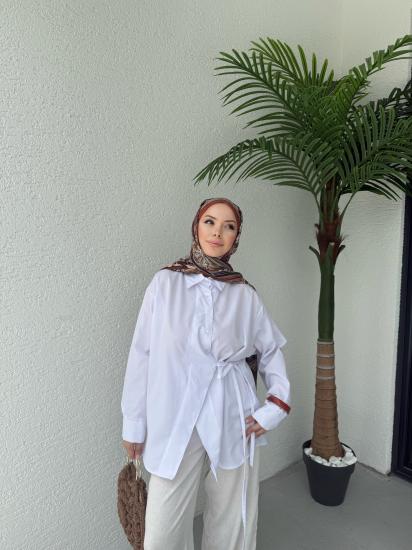 BEYAZ ASEL ÇAPRAZ GÖMLEK 1155